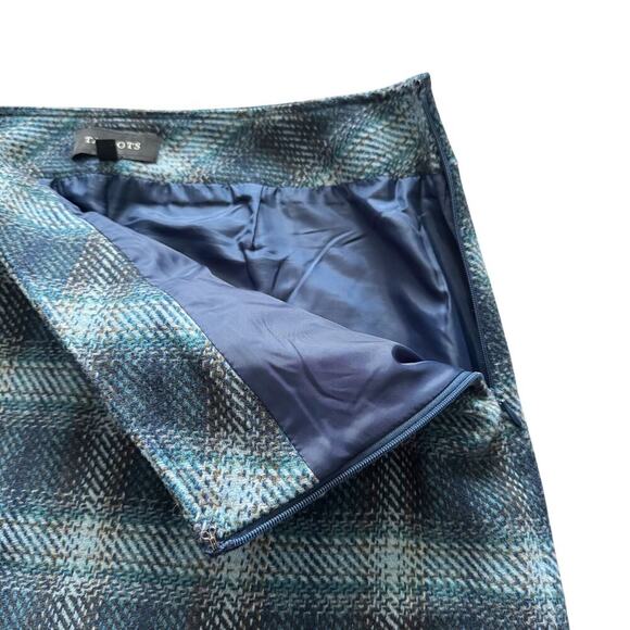 Talbots Wool Blend Pencil Skirt Womens Sz 8 Blue Plaid short Professional Preppy - Picture 7 of 10